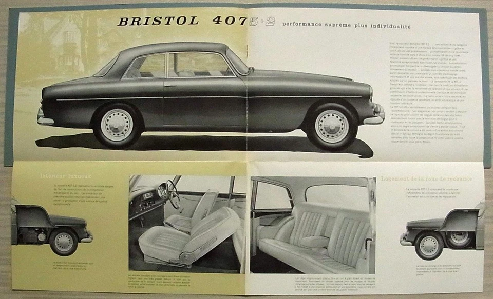BRISTOL 407 5.2 Car Sales Brochure Oct 1961 FRENCH TEXT - Image 4 of 4