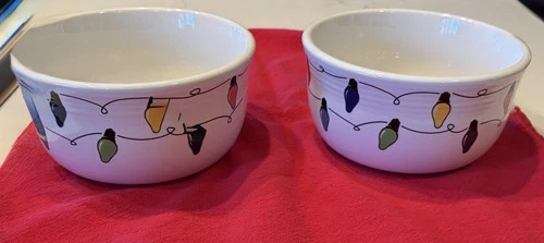 Fiesta Ware String Of Lights White Gusto Bowls Set Of 2 Christmas Retired HLC