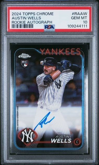 2024 Topps Chrome Rookie Auto Austin Wells PSA 10