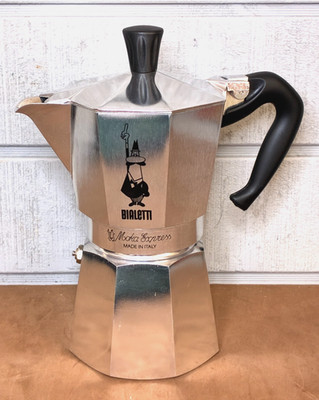 BIALETTI Moka Express 6 Cup Stove Top Espresso Maker w/Box Silver Made in Italy