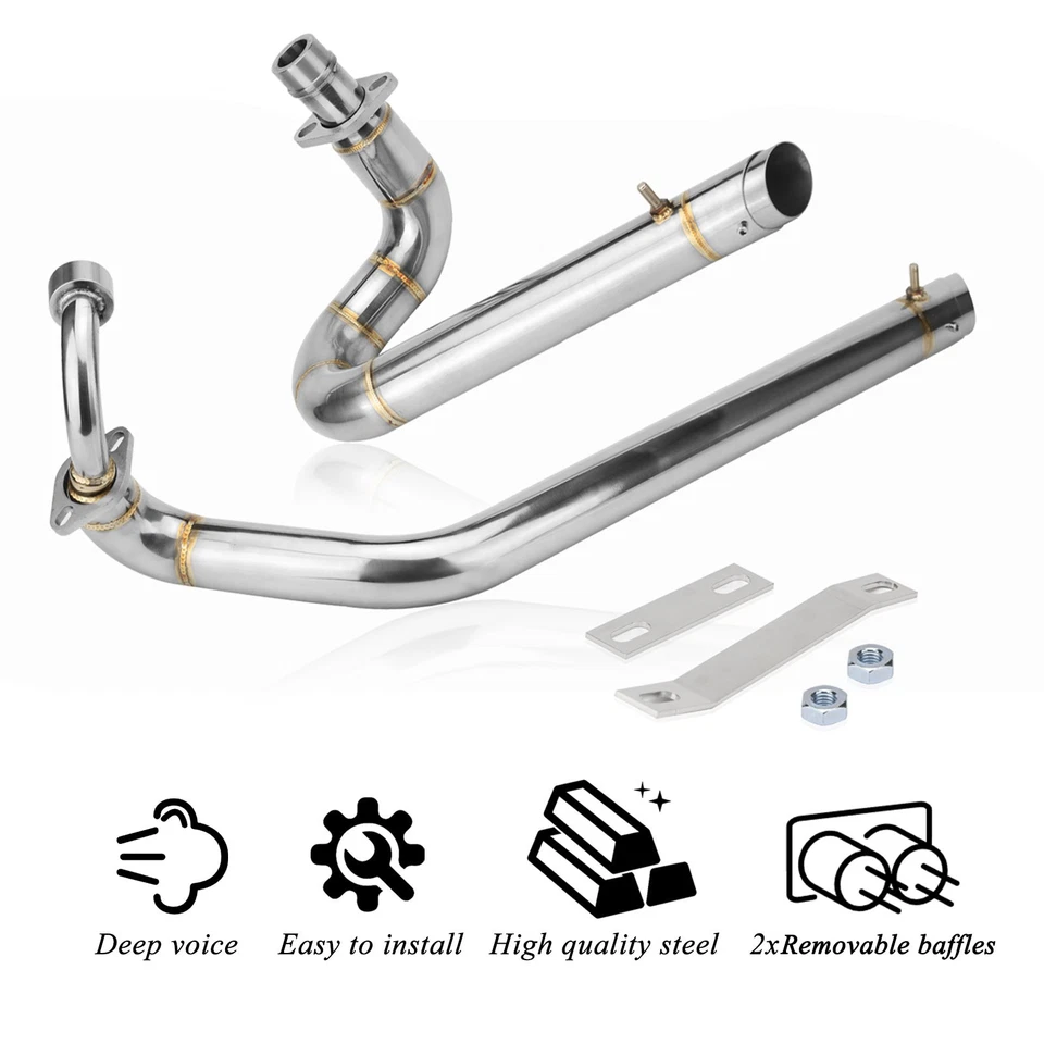 Shortshots Staggered Exhaust Pipes For Yamaha V star 650 XVS650 Dragstar 650 400 - Imagem 3 de 4