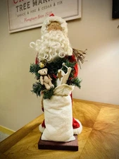 Signed 19” Rose Stalker Primitive Folk Art Santa 2001 Handmade USA Christmas