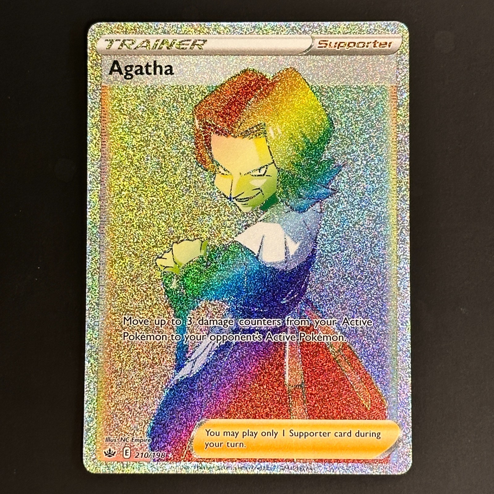 2021 Pokemon Chilling Reign Agatha Secret Rare Rainbow Holo #210/198 NM