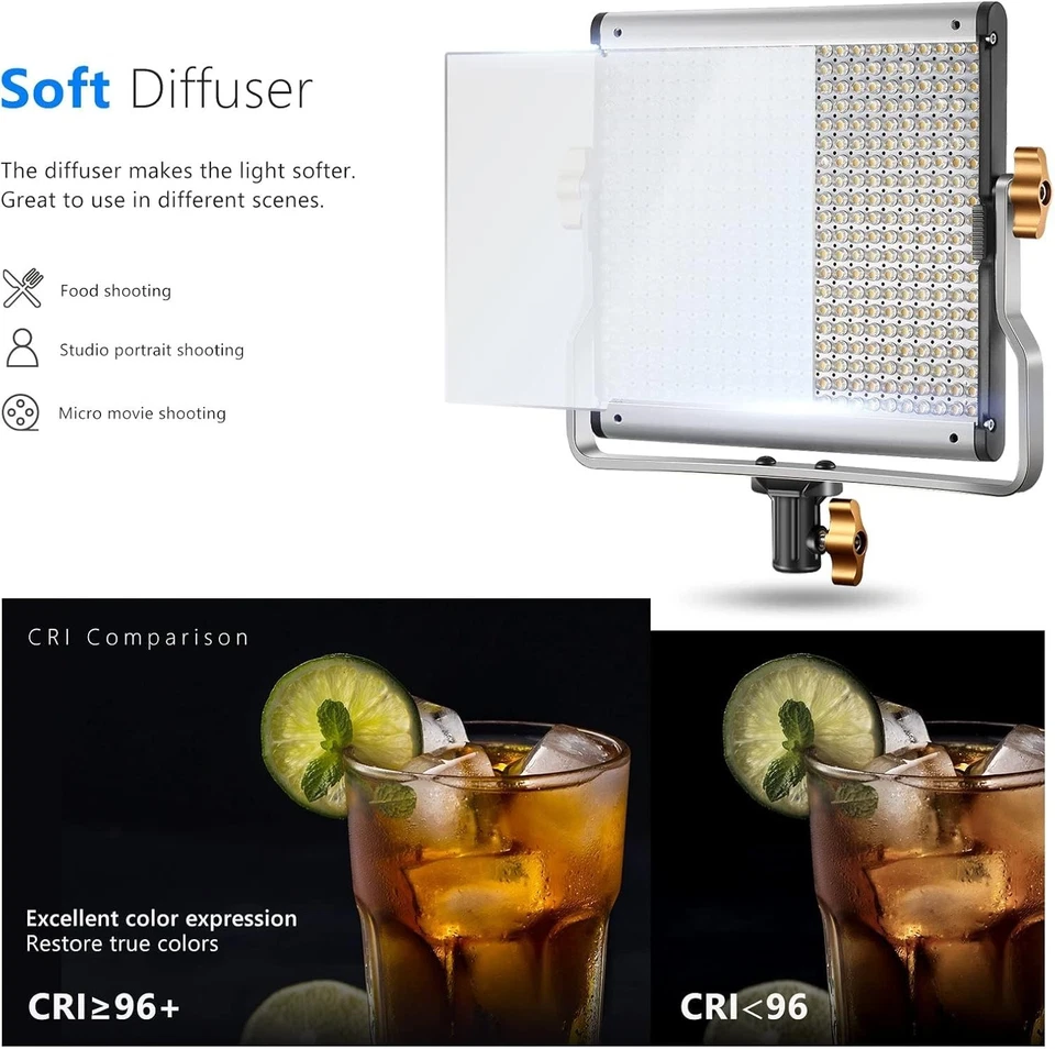 Neewer LED bicolor regulável com suporte em U luz de vídeo profissional para estúdio, - Imagem 3 de 4