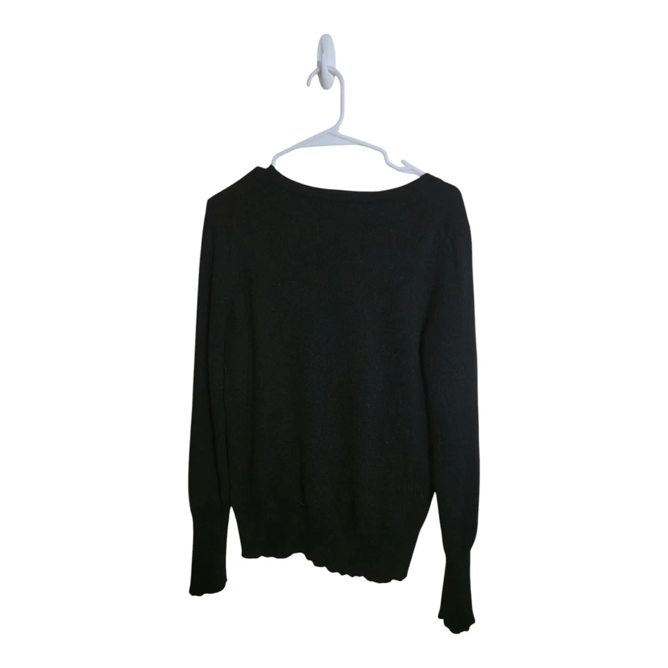 HALOGEN Sweater Women XL Black Cashmere Minimalist Preppy Career Grudge Holiday - Image 2 of 4
