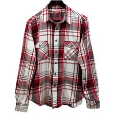 ARIZONA JEANS CO Button Up Shirt Men's Size Medium Red Plaid Flannel LS Pockets