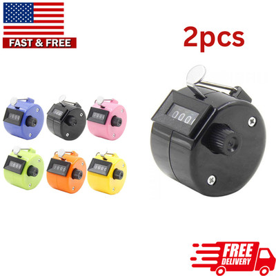 2 Pcs 4 Digit Number Dual Clicker Golf Hand Tally Counter Handy Convenient New.