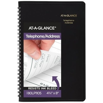 AT-A-GLANCE Telephone / Address Book, Large Print, 500 Entries