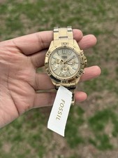 Fossil Garrett Chronograph Gold Dial Gold Steel Strap Watch For Men