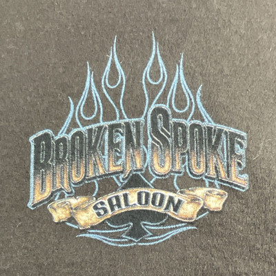 Gildan Softstyle Mens Brown Broken Spoke Saloon Motorcycle Graphic Tee L
