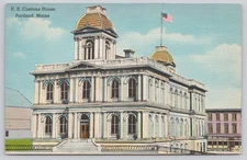 Vintage Linen Postcard U.S. Customs House Portland Maine 1930s