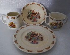 Royal Doulton Bunnykins Children Dinnerware Dish Set Lot Of 4 Vintage