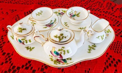 Crown Staffordshire Vintage Miniatur ''Paradiesvogel'' Teeservice und Tablett