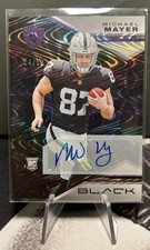 MICHAEL MAYER 2023 PANINI BLACK ROOKIE AUTOGRAPH PURPLE RC AUTO /50 RAIDERS SP