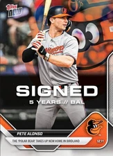 2025 TOPPS NOW MLB CARD BALTIMORE ORIOLES SIGN POLAR BEAR PETE ALONSO #OS-10