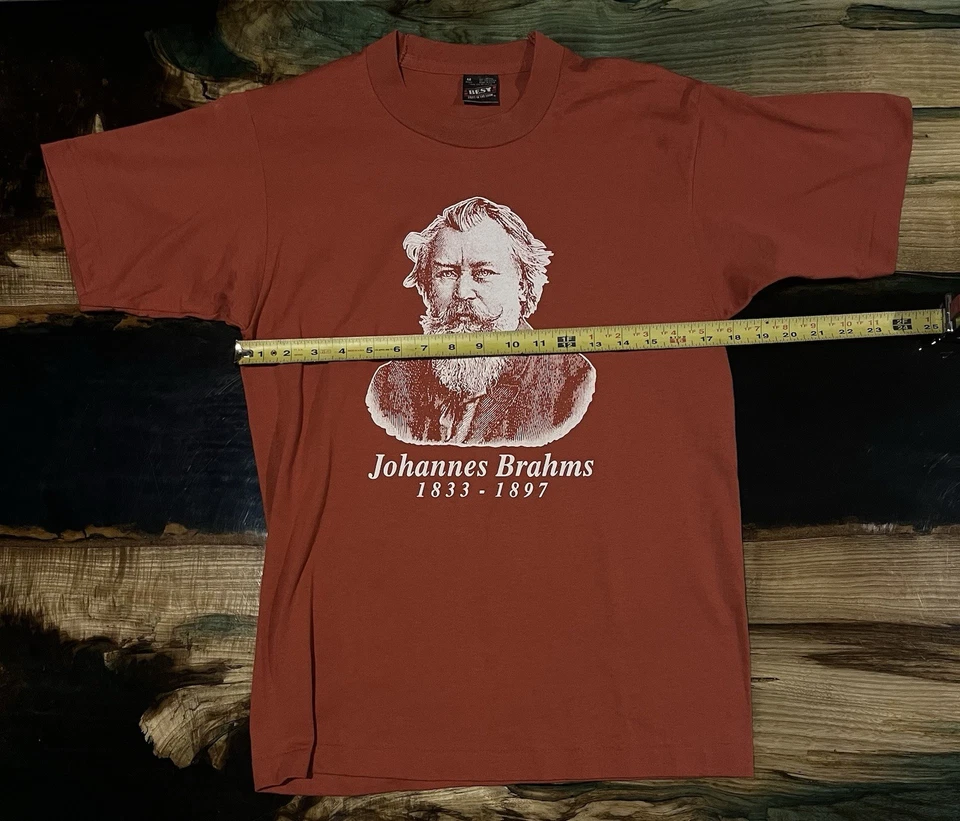 Camisa Gráfica De Colección Johannes Brahms Puntada Única Para Hombre M Compositor Pianista Foto 3 de 4