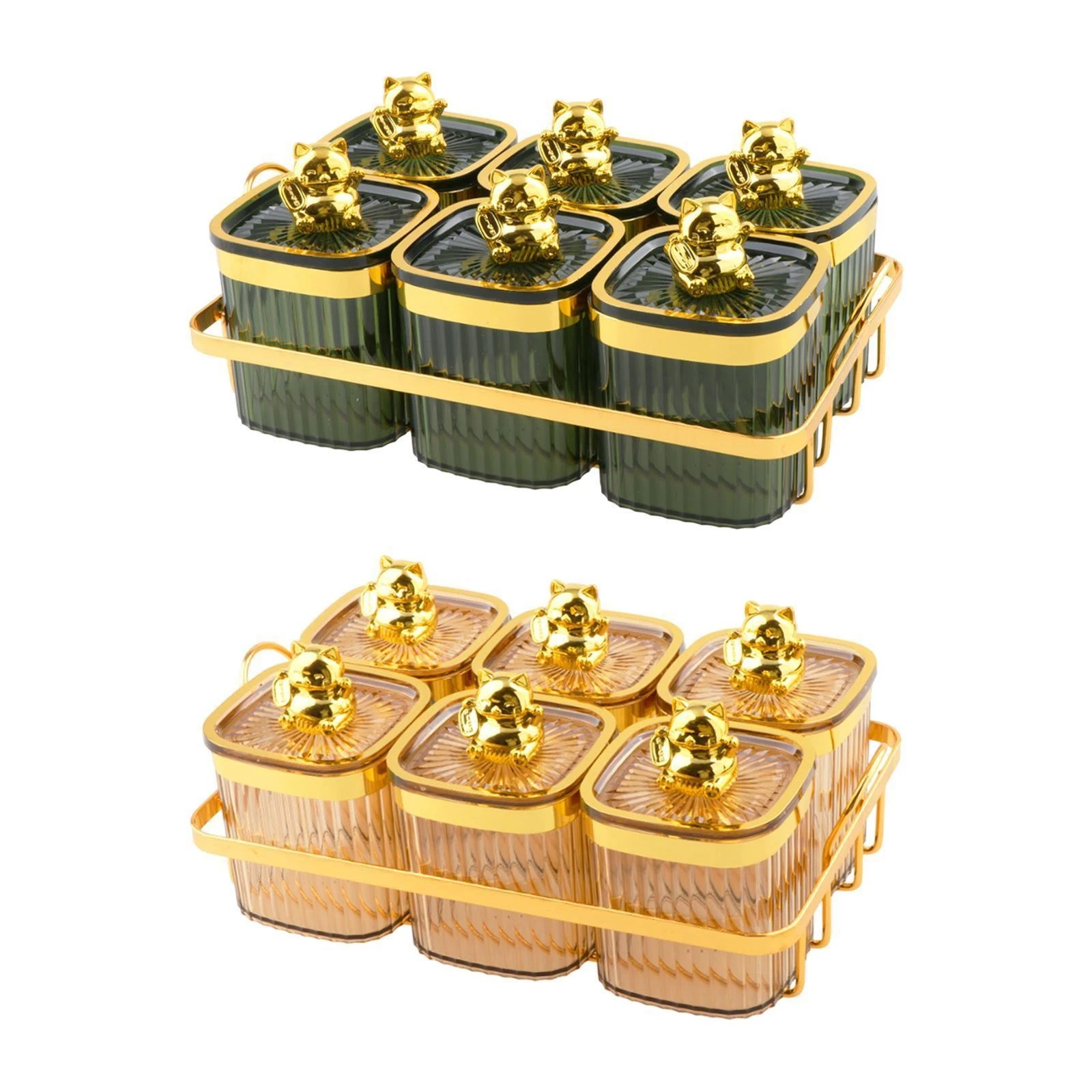 6 Grids Kitchen Spice Jars Divided Nut Jars