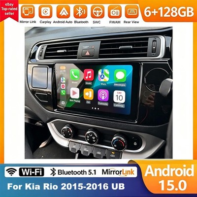 6+128G For Kia Rio 2015-2016 UB Wireless Carplay Android Auto Car Radio GPS WIFI