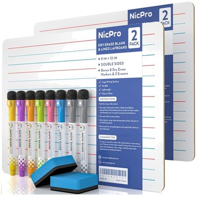 Kid-Friendly Mini Whiteboard Bundle - 8 Pens Included