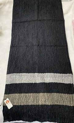Maison De La Soie Kyoto Japanese Vintage Silk Scarf Black Silver & Gold