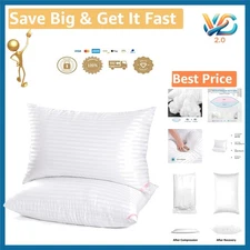 Hotel Collection Queen Size Bed Pillows 2 Pack Microfiber Down Alternative New