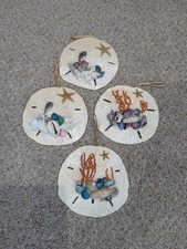 VTG Sand Dollar Christmas ornament Beach Nautical Lot of 4 Handmade Sea Shells
