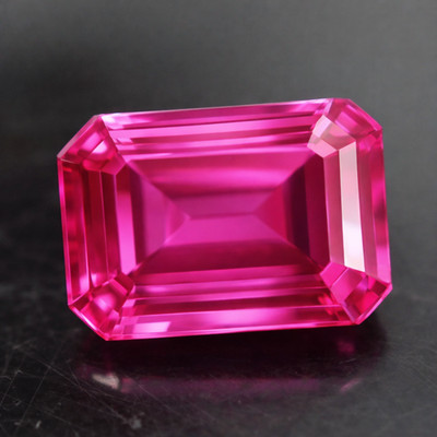 GIE Certified 17.66 Ct Natural Ceylon Pink Sapphire Emerald Cut Loose Gemstone
