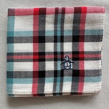 Vintage Mens Handkerchief Cotton Red Black Green Plaid Madras Pocket Square 19"