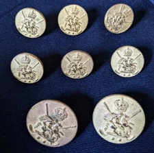 London Badge & Button Knight Patina Brass Gold 8pc replacement Blazer Jacket