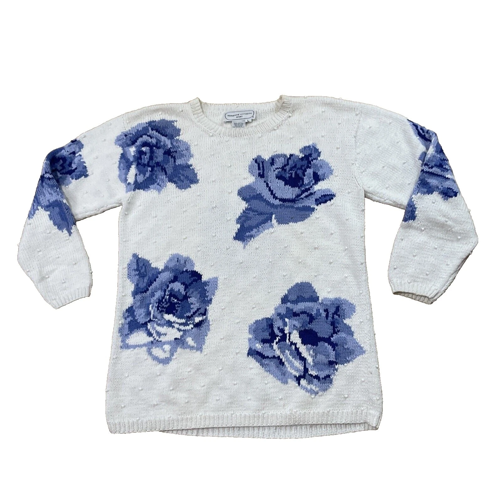 Adrienne Vittadini 棉质花卉图案毛衣