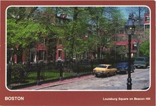 Boston Massachusetts Louisburg Square on Beacon Hill Vintage Postcard