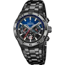 Festina Bike F206731 Mens Black Stainless Analog Chrono Dial Quartz Watch 44.5mm