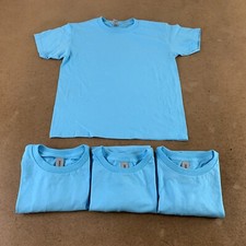 Lot of 4 Gildan Heavy Cotton Youth Size Small Blue Short Sleeve Crew Neck Tees