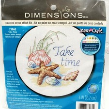 Dimensions Counted Cross Stitch Kit Seashell Starfish Beach 6 inch Round 73060