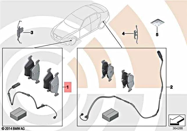 Genuine BMW E90 E91 E92 E93 Set Brake Pads With Brake-Pad Sensor  