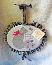 VTG Valorie Stockwell Folk Art Cat Hanging Applique Country