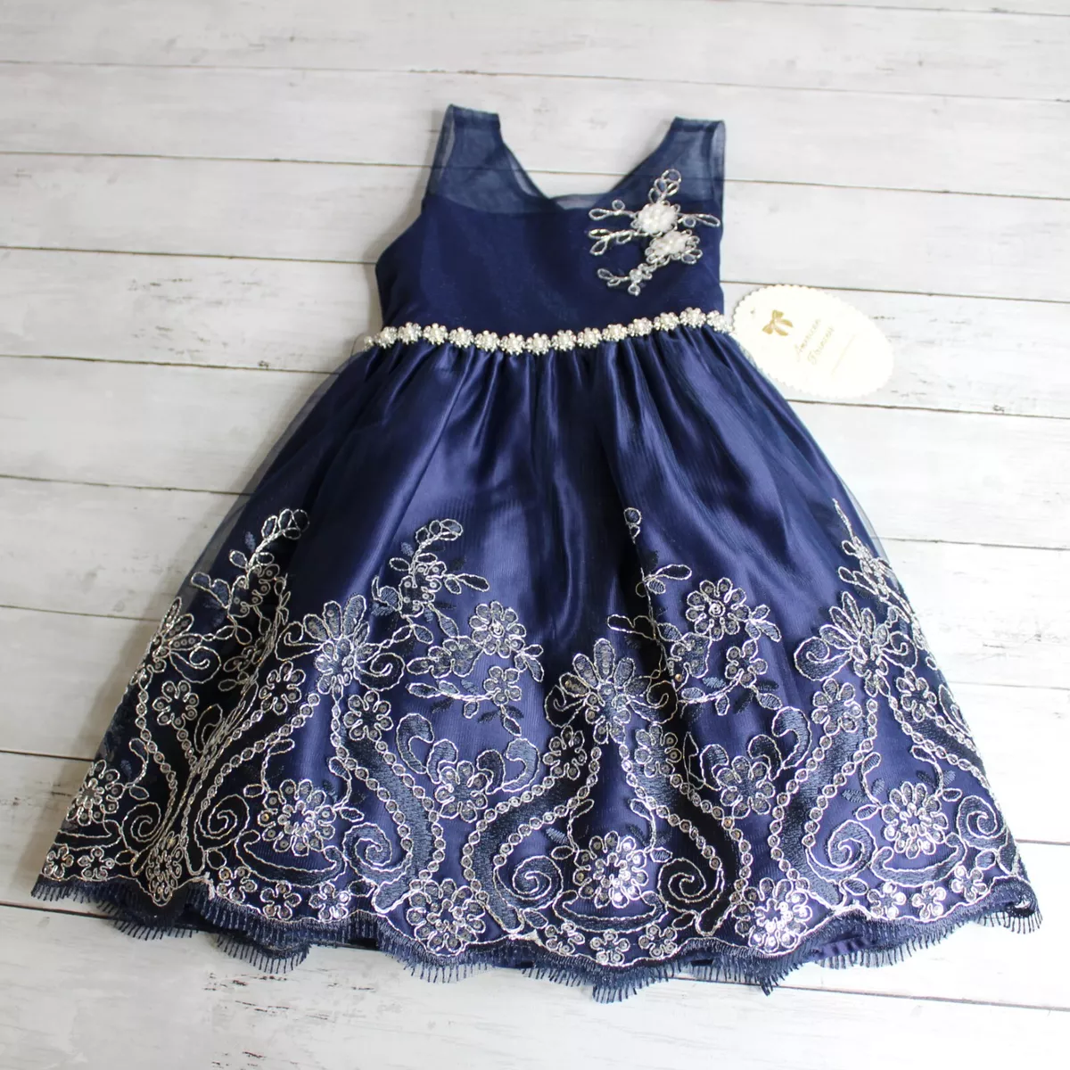 Navy blue cheap silver dress