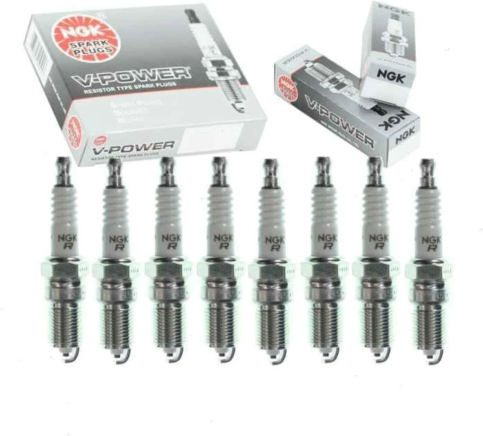NGK "V-POWER" Spark Plugs Set of 8 for 1982-2004 Cadillac Seville 4.1L 4.5L 4.6L - Image 2 of 2