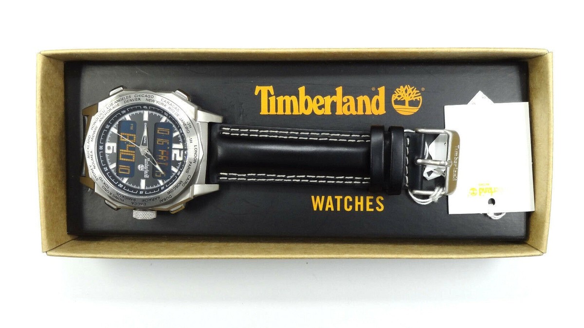 Timberland QT7161101 Steprock Black Leather Band Chronograph World