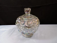 L.E. Smith Clear Carnival Glass Moon & Stars Covered Candy Dish Box