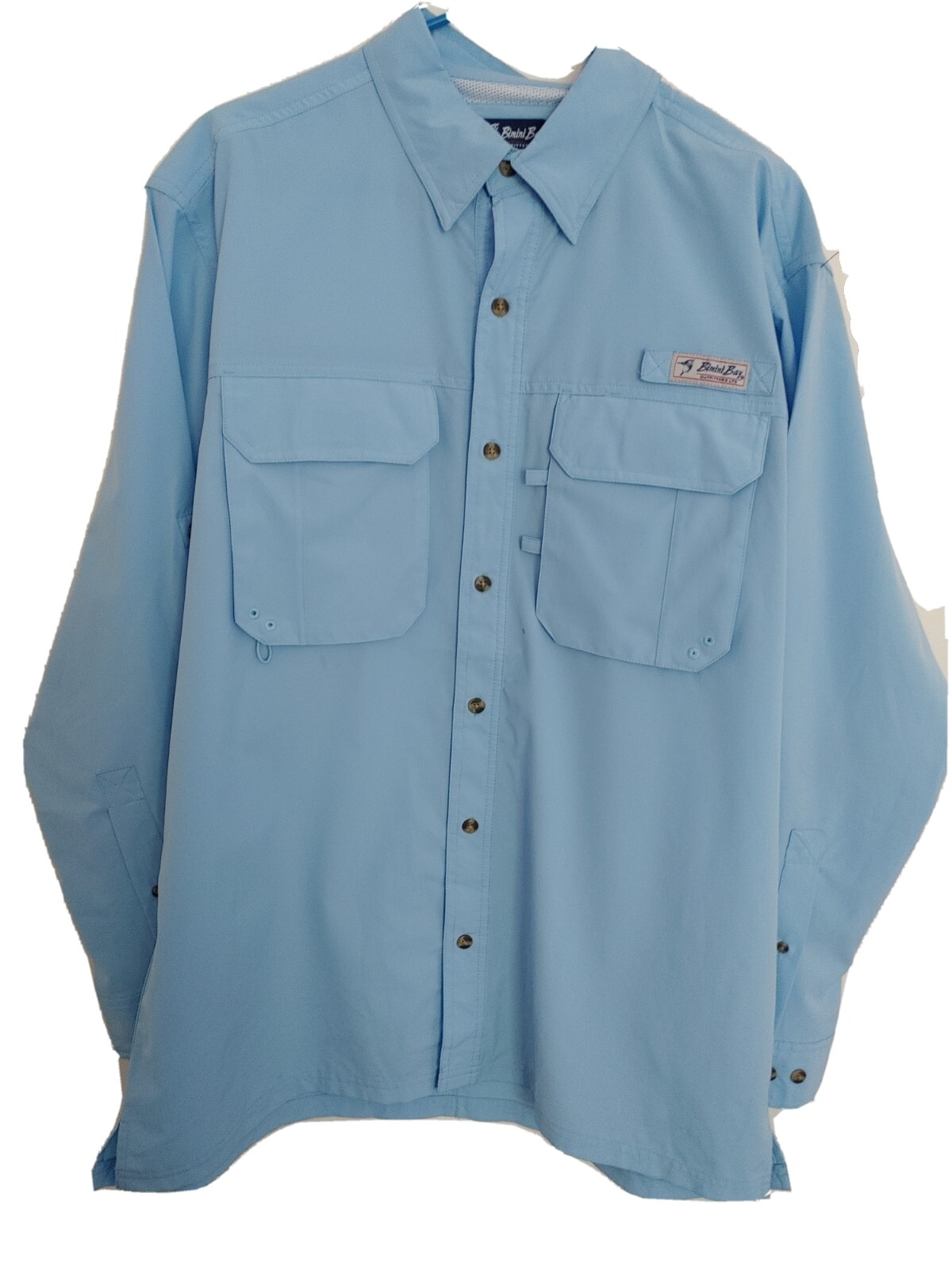Bimini Bay Outfitters Men's Shirt Fishing Large Blue Vented Back Pockets