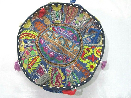 Khambadiya Floral Patchwork Round Bean Bag Pouf Ottoman Pouffe Cover Seat Stool - Picture 35 of 90