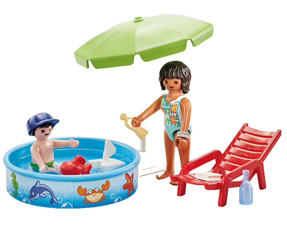 Playmobil 9862 Summer Seasons Set Mother Son Paddling Pool Sun Bed