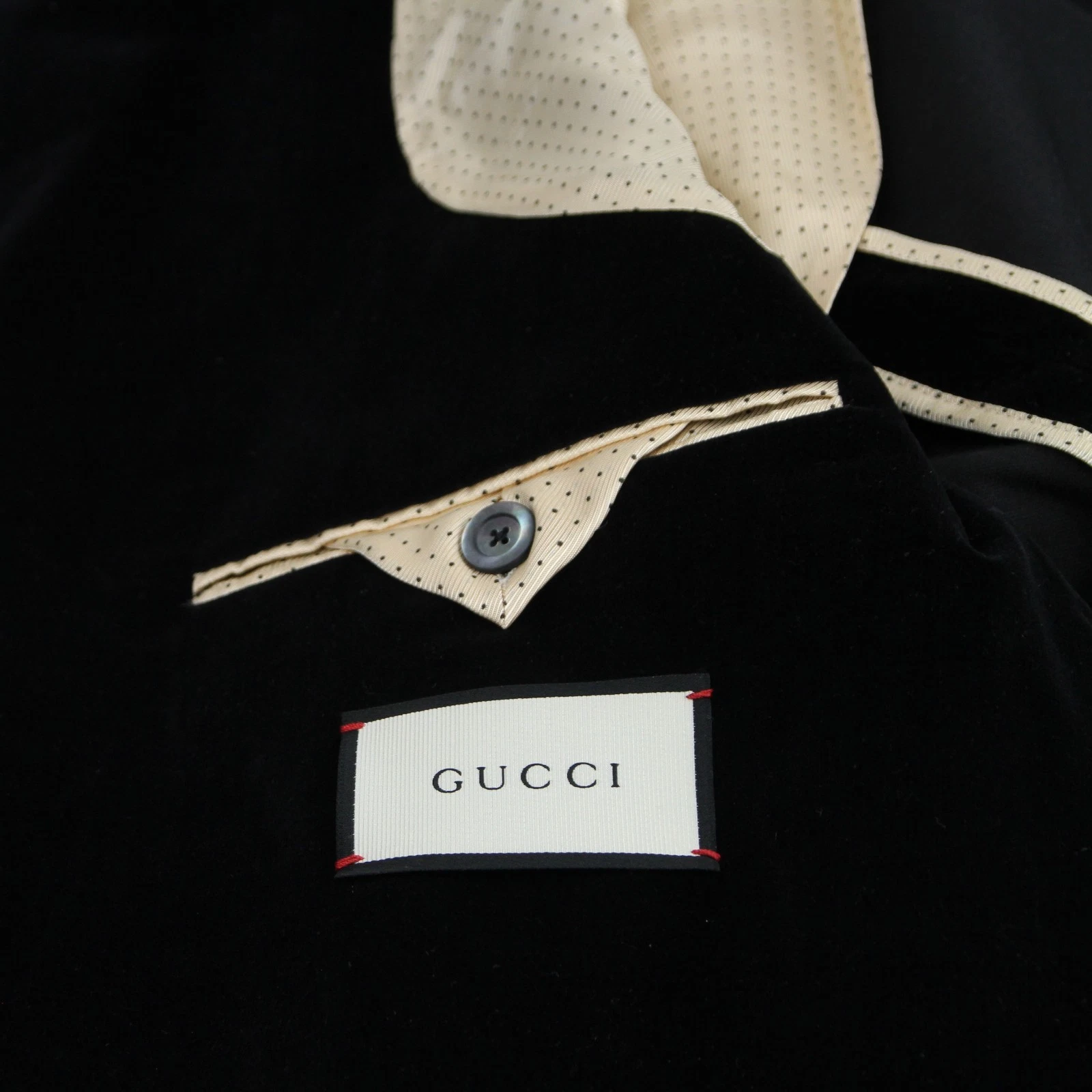 $2750 Gucci Giacca Formale Uomo Cotone Nero Tulfan Velluto 2 Bottoni 406547 1000