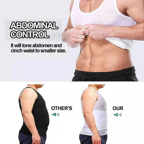 GILET DA UOMO BODY SHAPER SLIMMING PANCIA PETTO COMPRESSIONE T-SHIRT TANK TOP CINTURA - Foto 15 di 36