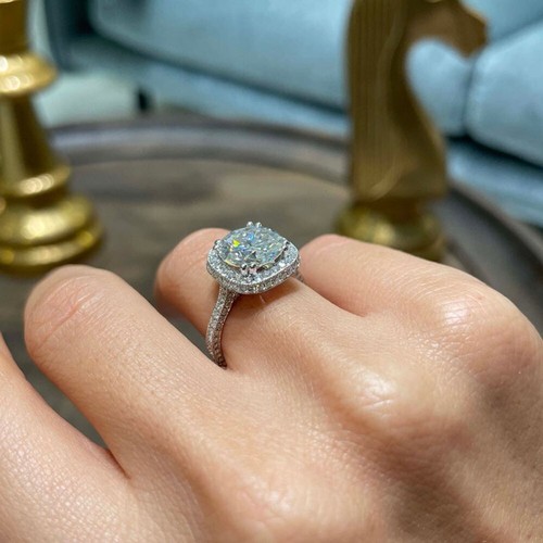 Lab Created 4.20 Ct Round Cut Diamond 14k White Gold Wedding Ring IGI Certified - Picture 5 of 12