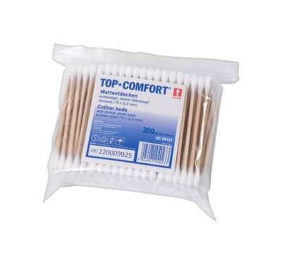 Med Comfort Einmal Wattestäbchen Ohrenstächen Q-Tips Holzstäbchen 200 Stück