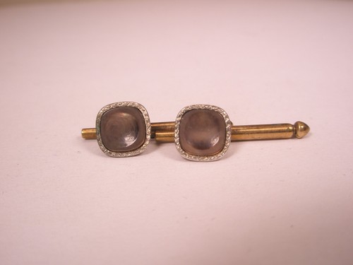 SINGLES(2) 5/16" Gray Squares MOP Vintage Formal Tuxedo Prom Shirt Stud c249