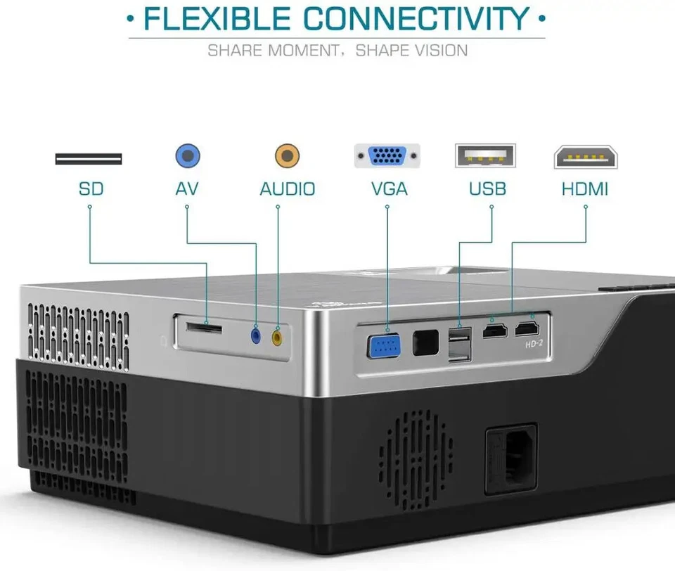 Proiettore VANKYO Performance V600 Videoproiettore 300'' 1080P HDMI VGA Cinema - Immagine 2 di 4