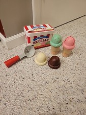 Melissa  Doug Set Of 4 Ice Cream Cones Red Handle Magnetic Scooper Replacement